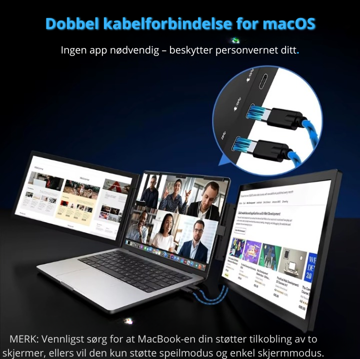 Bærbar Dobbel Skjerm – Perfekt for Reise og Hjemmekontor
