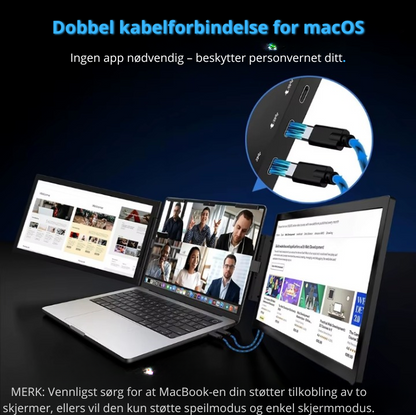 Bærbar Dobbel Skjerm – Perfekt for Reise og Hjemmekontor